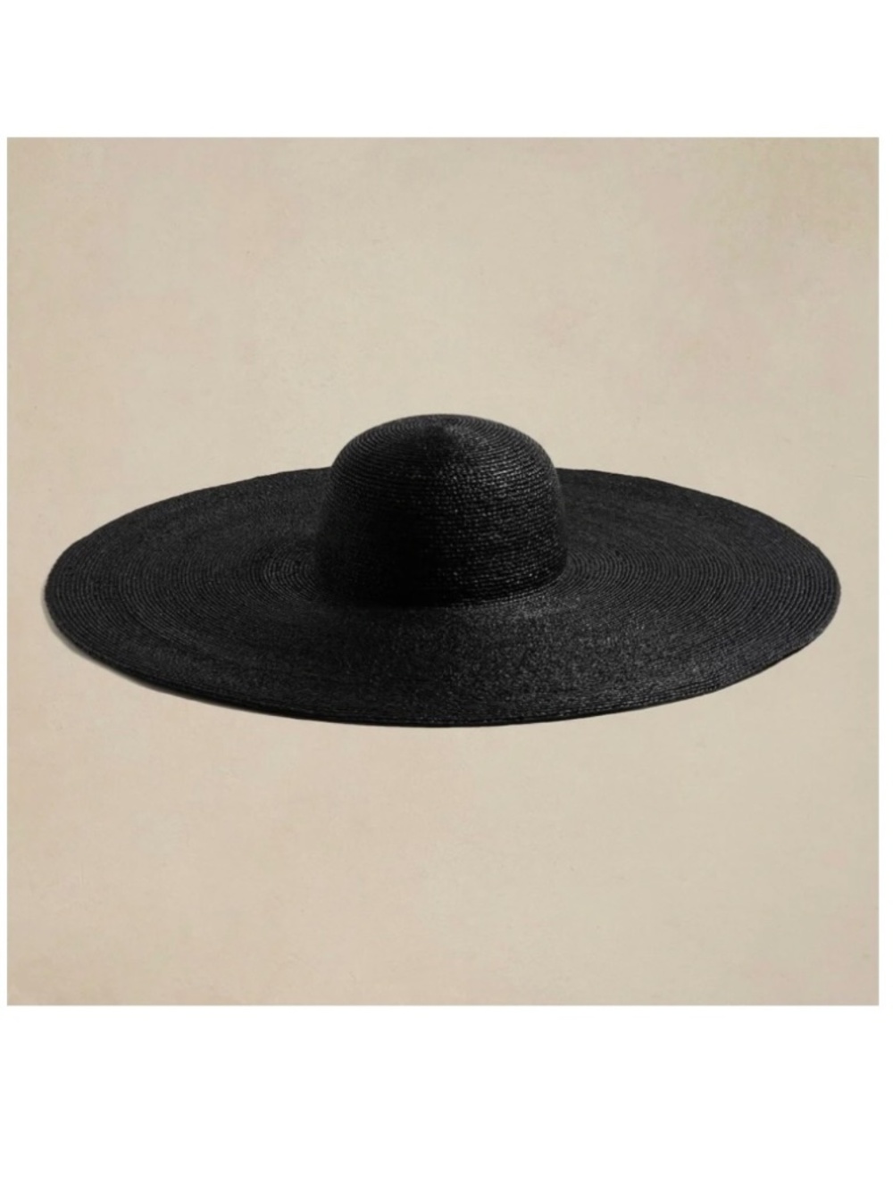 NWOT Banana Republic Oversized Raffia Straw Hat Black Floppy Sun Drama M / Large